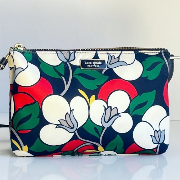 Kate Spade | Dawn Breezy Floral Pop Art Triple Gusset Nylon Crossbody Purse - Picture 2 of 13